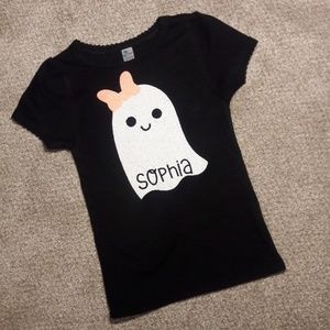 Sophia Halloween Black Ghost T Shirt, Personalized